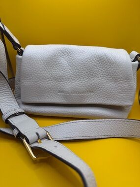 Aimee Kestenberg White Pebbled Leather Crossbody with Gold-Tone Hardware
